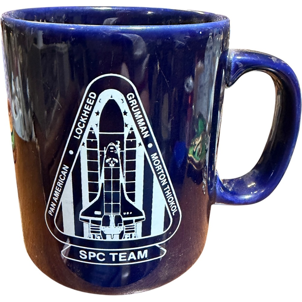 Vintage 1987 NASA Space Shuttle SPC Team MFA Honoree Mug Kiln Craft England Blue